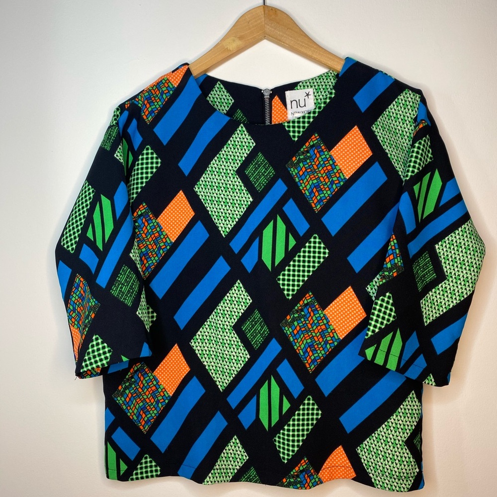 vintage NU retro-top with zip back and cap sleeves